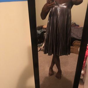 Shiny silver dress with spaghetti straps. XS